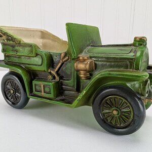 Vintage Artmark Green Jalopy Car Planter 7" Porcelain Ceramic Auto Kitsch Japan